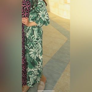 Green floral Zara shirt dress
